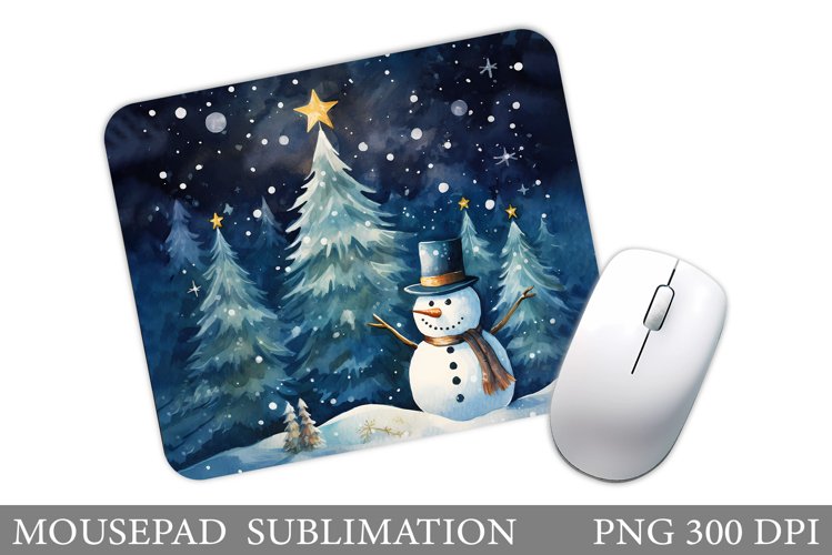 Snowman Mouse Pad Design. Christmas Mouse Pad Sublimation