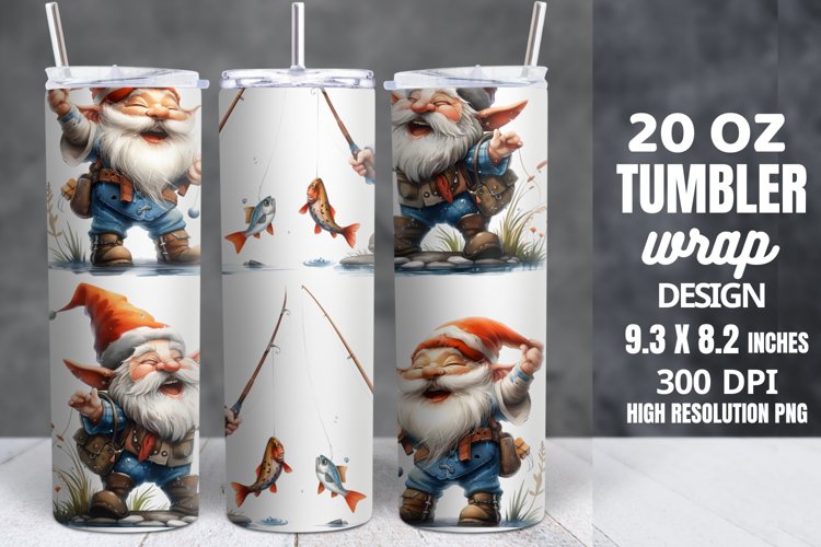 Fishing Gnomes Tumbler Sublimation Wrap