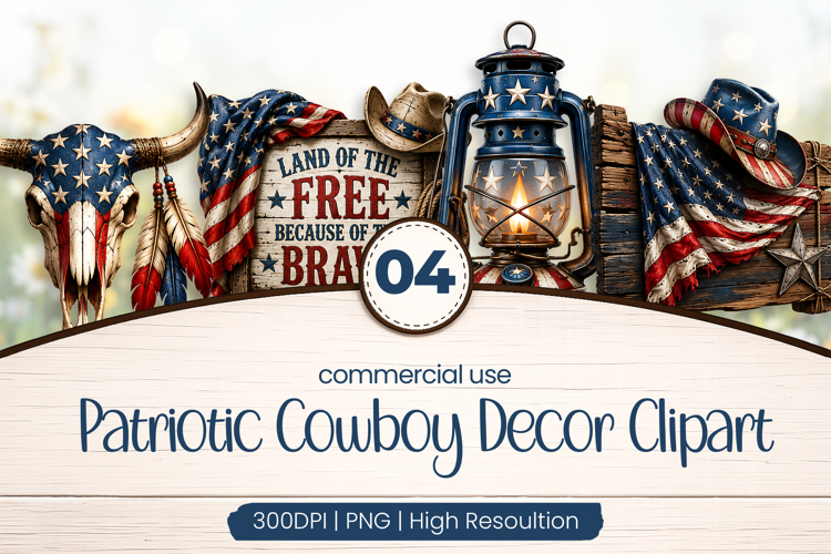 Patriotic Cowboy Decor Clipart PNG