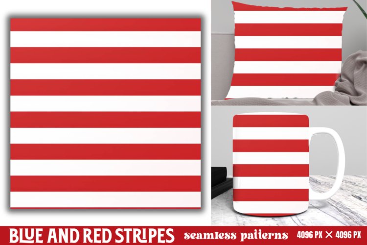 Blue and Red Stripes Seamless Pattern example image 1