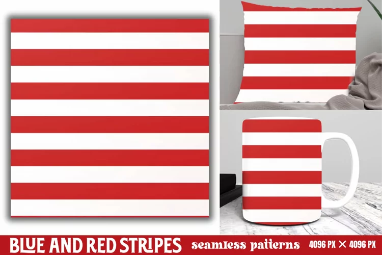 Blue and Red Stripes Seamless Pattern