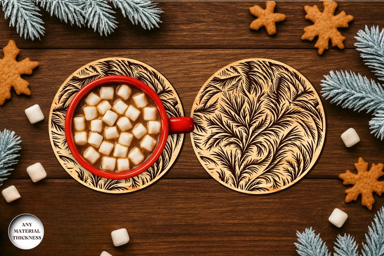 Frost Pattern Coffee Coaster Laser Cut | Drink Coaster | SVG
