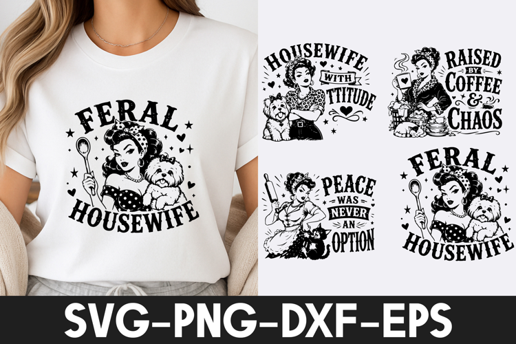 Feral Housewife Coffee Chaos Retro SVG PNG