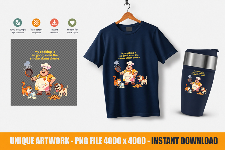 Funny Chef and Cute Pets Cooking PNG