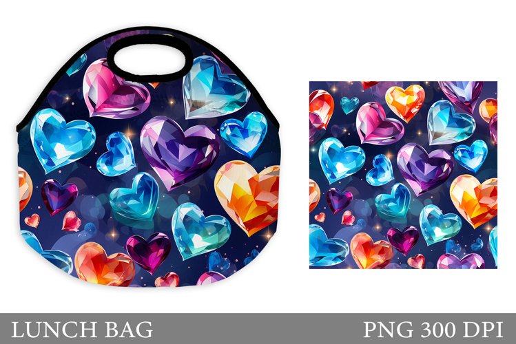 Crystal Hearts Lunch Bag . Diamond Hearts Lunch Bag