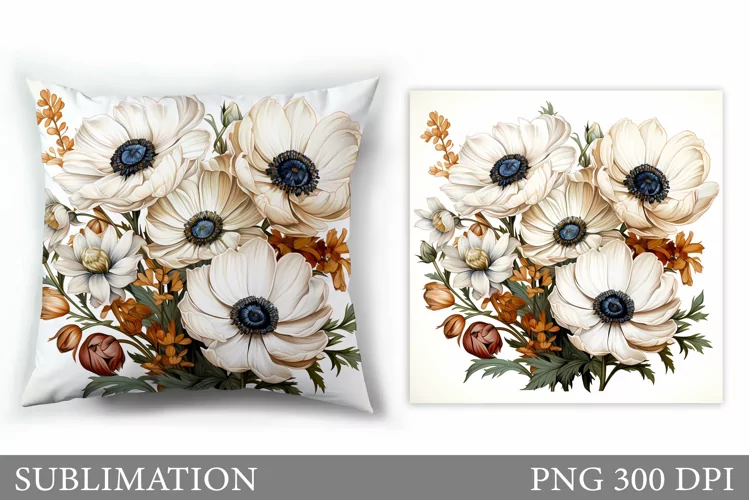 Floral Sublimation. Flowers Pillow Sublimation
