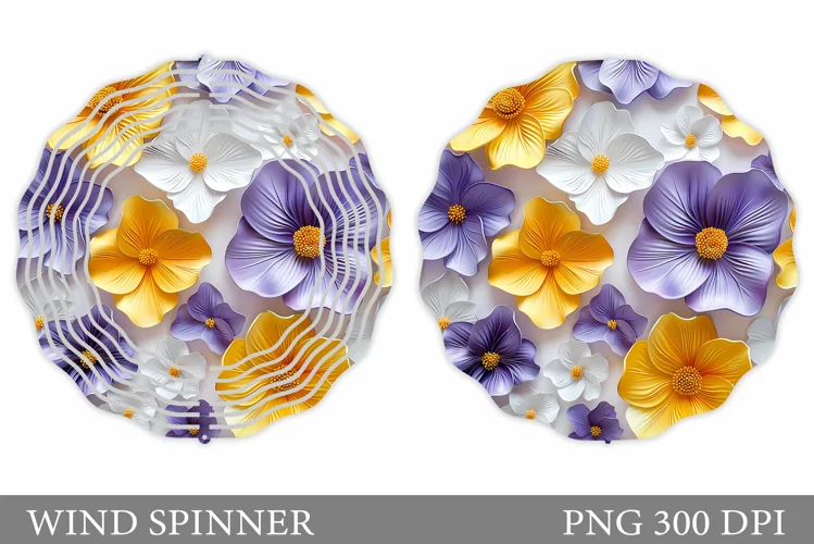 Flowers Wind Spinner Design. 3D Flowers Wind Spinner