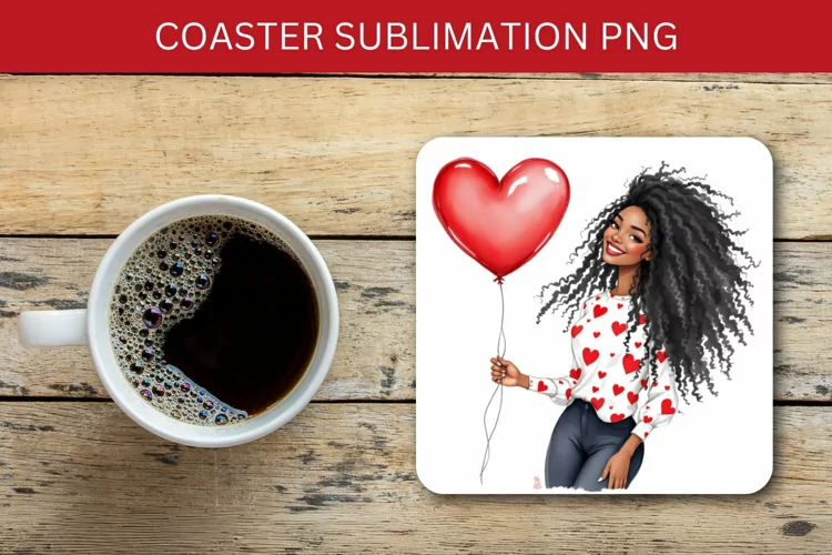 valentine square coaster - black girl