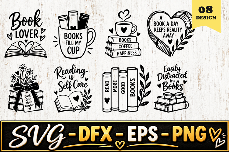 Book Lover Reading Quotes SVG PNG