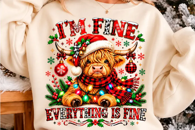 Highland Cow Christmas Holiday Design