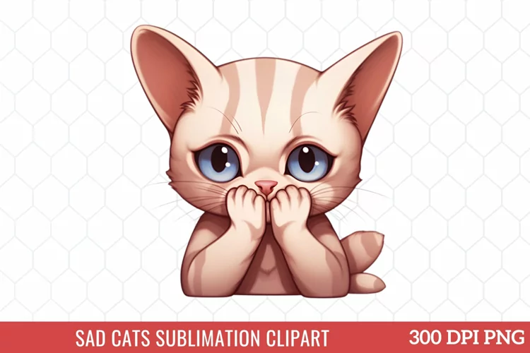 Sad Cats Sublimation Clipart