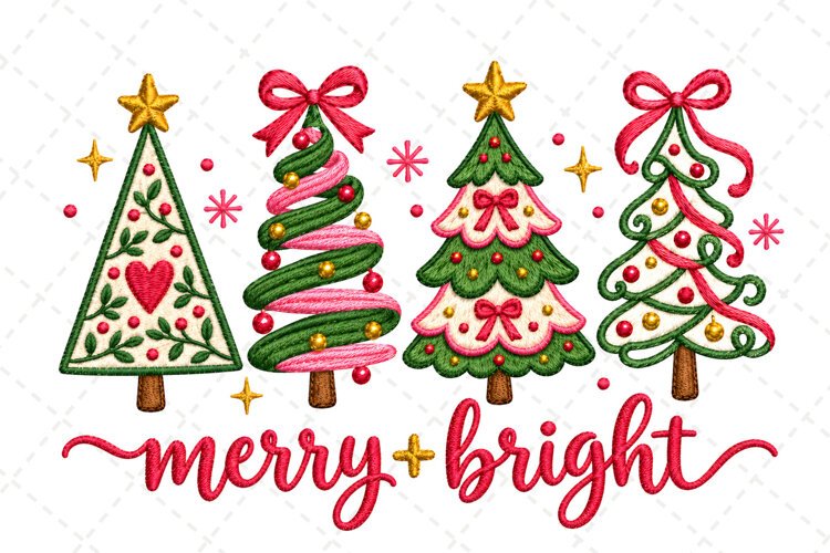 Merry and Bright Christmas Tree Coquette, Christmas Tree PNG example image 1