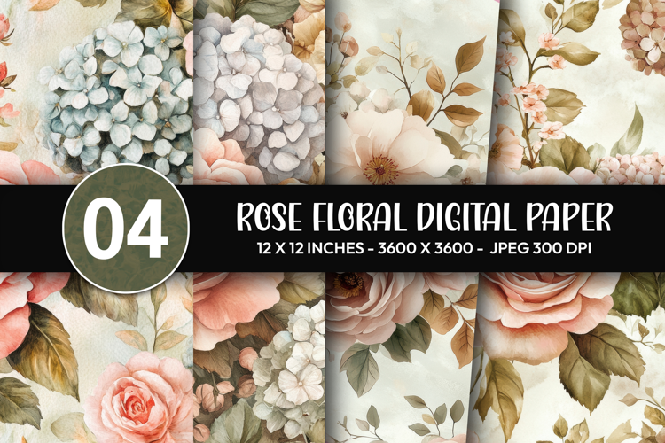 Rose Floral Digital Paper