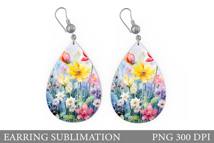 Flowers Earring Sublimtion. Wildflowers Earring Design