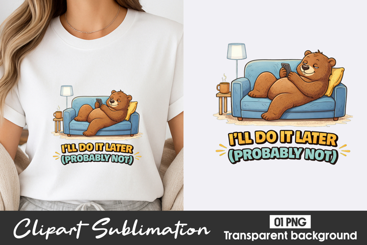 Procrastination Bear Clipart PNG