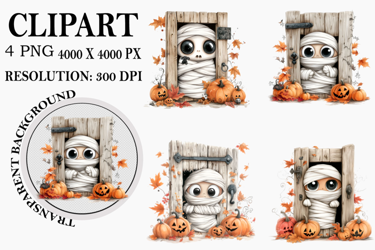 Whimsical Halloween Peeking Clipart PNG Watercolor PNG