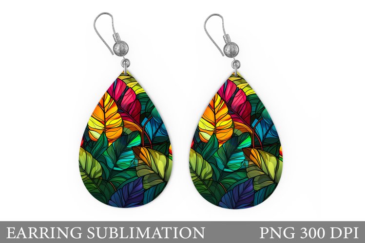 Stained Glass Leaves Earring. Tropical Leaves Earring Design
