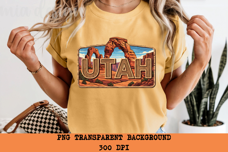 Utah State PNG, Vintage Delicate Arch Desert Sublimation example image 1