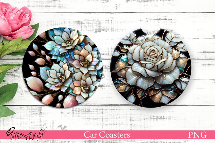 Car Coasters | Pearl Flowers | White Flowers