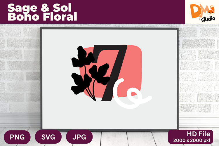 Sage   Sol Boho Floral Monogram