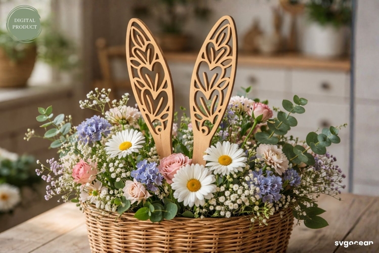Easter Bunny Ears Laser Cut | Spring Decor | SVG