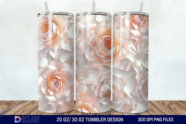 3D Flower Seamless Roses Tumbler Wrap example image 1