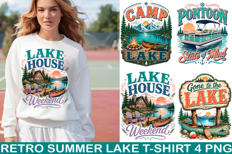 Retro Summer Lake T-Shirt PNG
