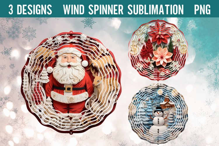 3D Christmas Wind Spinner Sublimation PNG