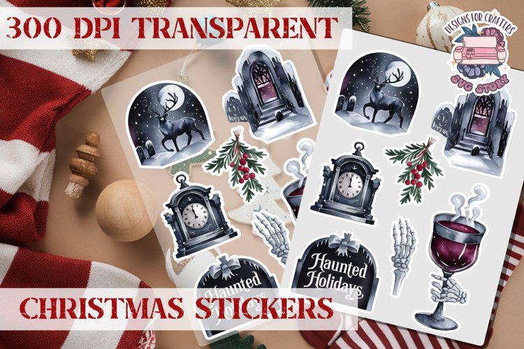 Christmas Sticker Sheet Gothic Dark Winter Holiday PNG