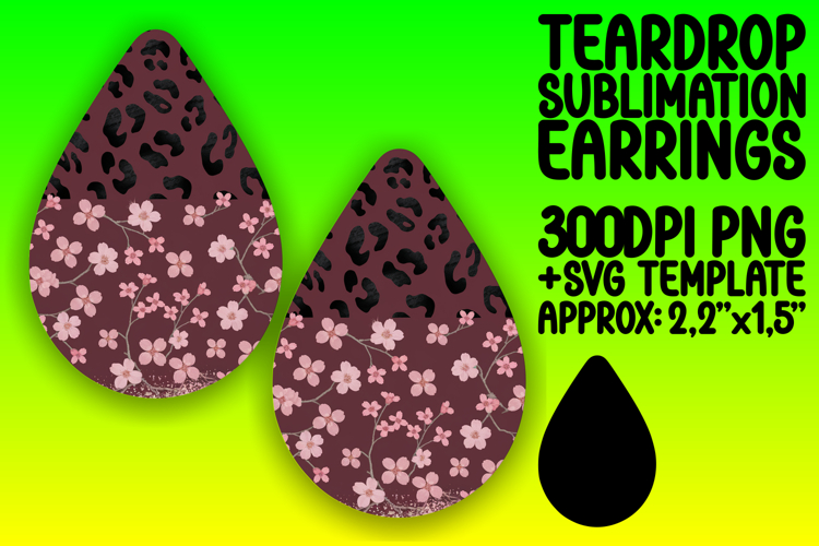 Fresh Teardrop Earrings Artwork PNG , Leopard Print