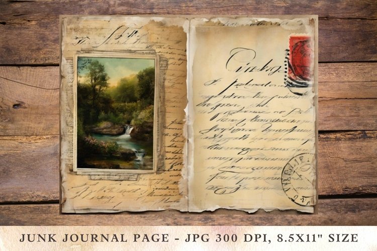 Printable Junk Journal Pages postcard landscape 4 example image 1