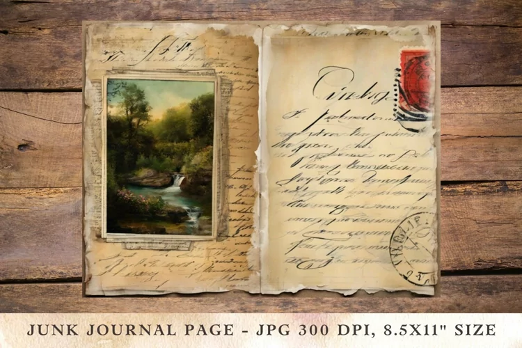 Printable Junk Journal Pages postcard landscape 4