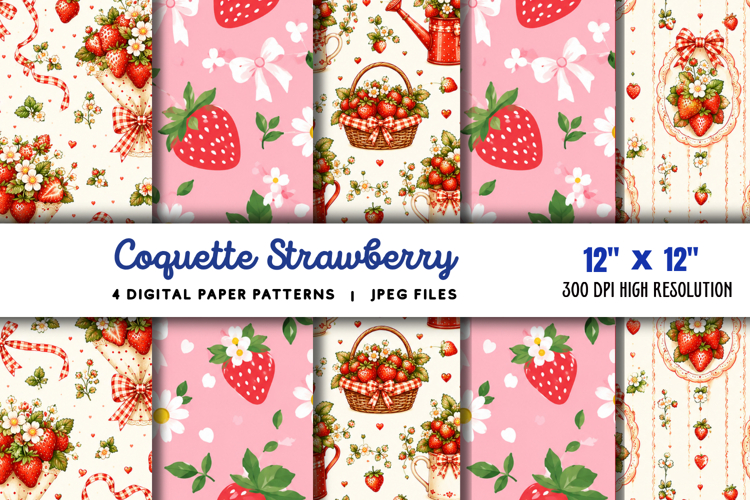 Coquette Strawberry Daisy Pattern JPG