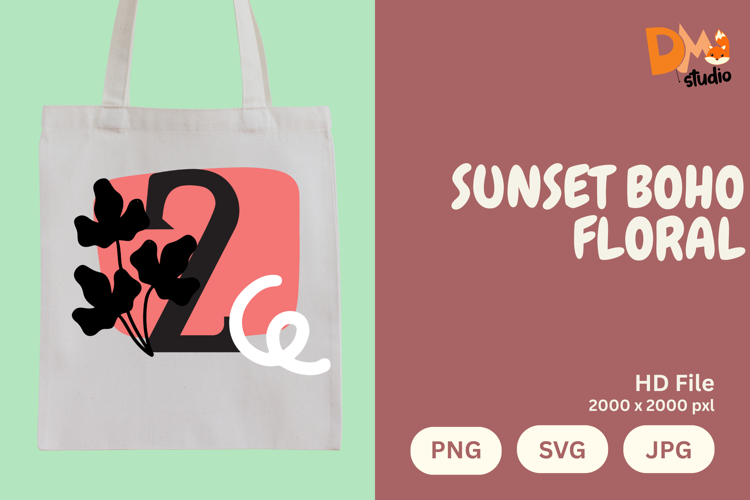 Sunset Boho Floral Monogram