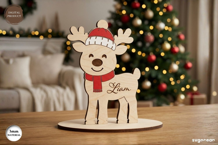 Christmas Reindeer Son Stand laser Cut| Glowforge | SVG