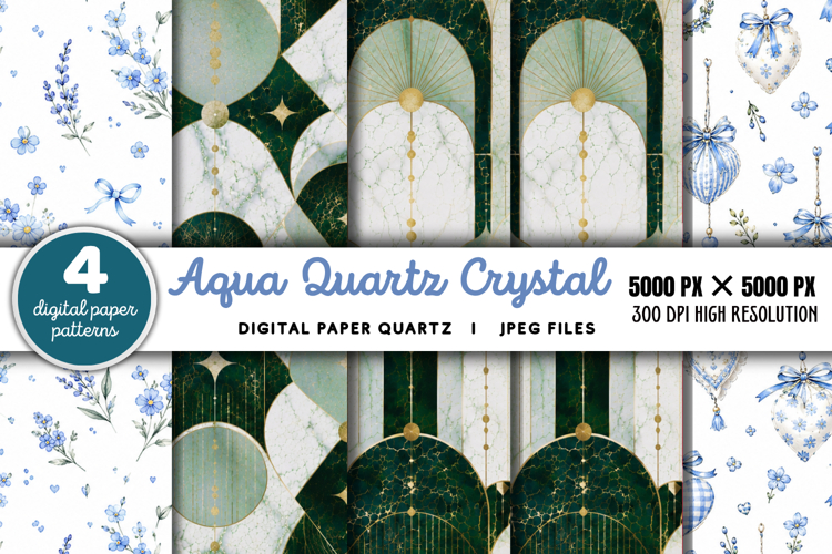 Aqua Quartz Crystal Digital Paper JPG