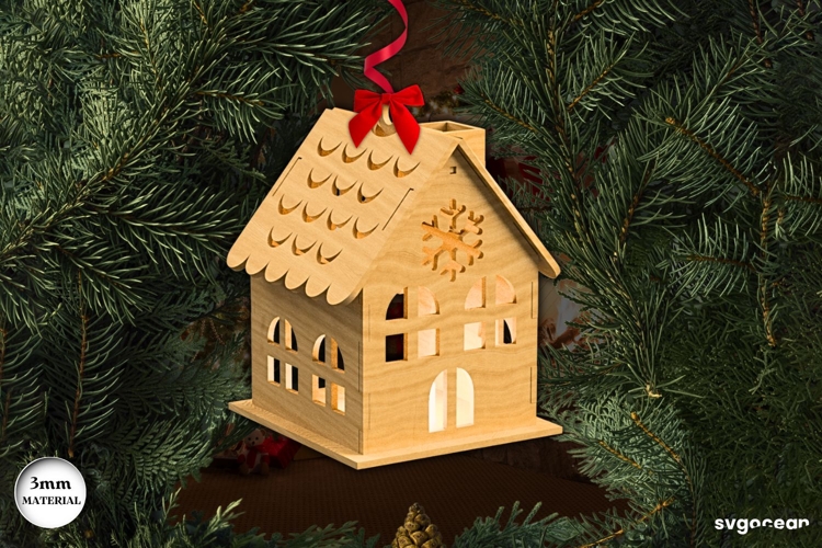 Christmas House Candle Holder SVG | Laser Cut | Glowforge