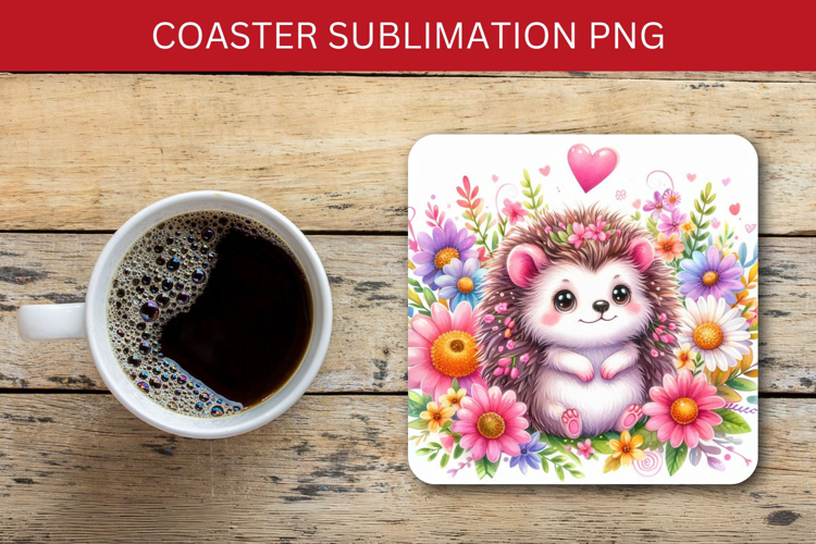 square coaster - baby hedgehog