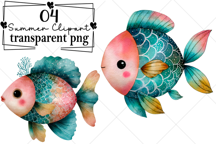 Whimsical Summer Clipart Watercolor PNG example image 1