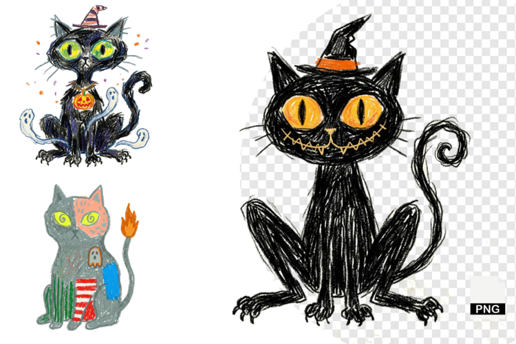 Spooky Cats Clipart