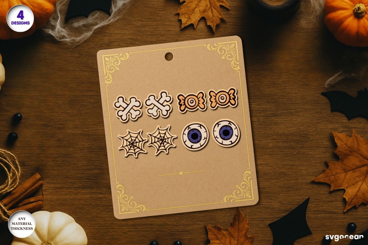 Halloween Stud Earrings Laser Cut | Jewerly | SVG