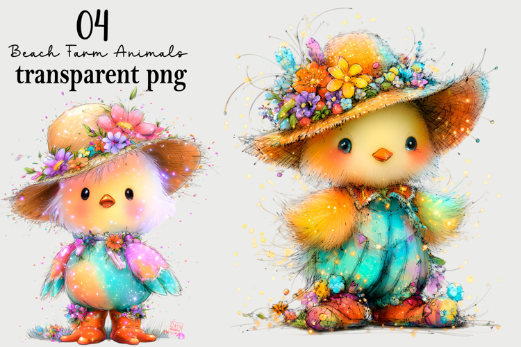Beach Farm Animals PNG Clipart Watercolor PNG