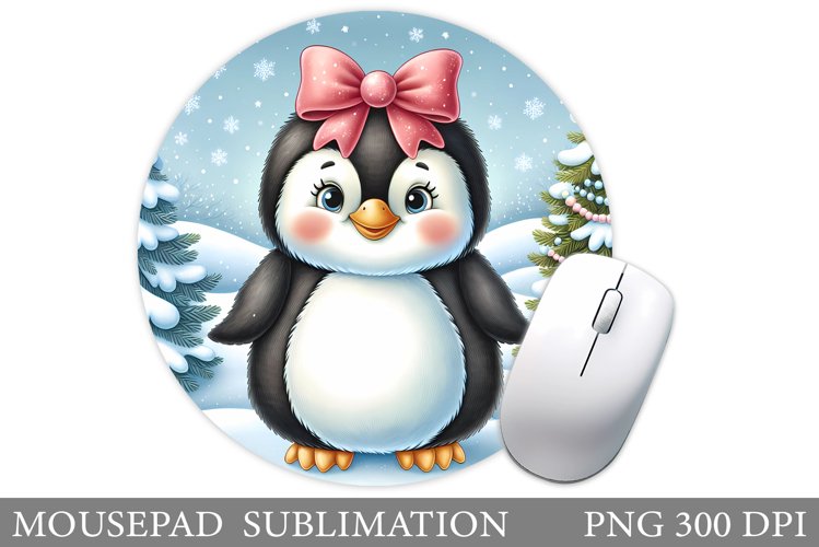 Cute Penguin Mouse Pad. Christmas Mouse Pad Design example image 1