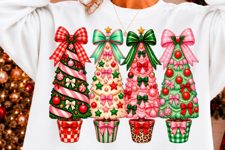 Christmas Tree Bow Collection Shirt Design example image 1