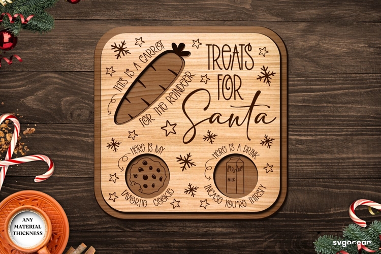 Square Santa Tray Laser Cut | SVG | Glowforge