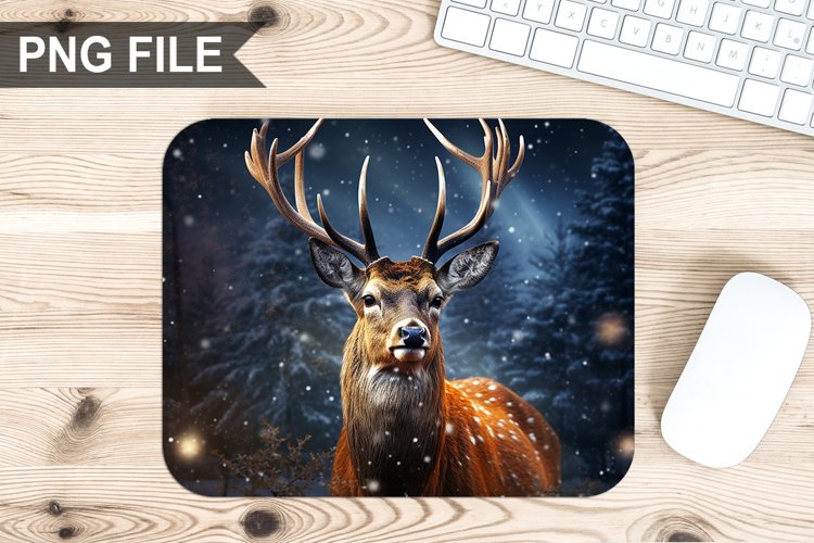 Christmas Deer Sublimation Mouse Pad PNG Design