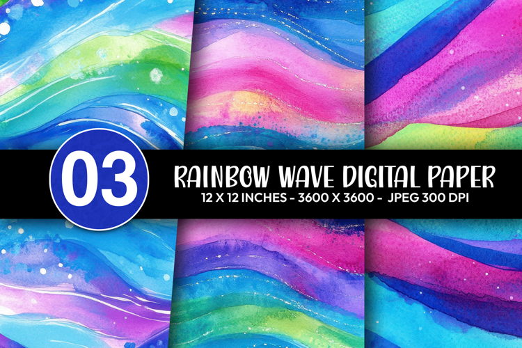 Rainbow Wave Digital Paper