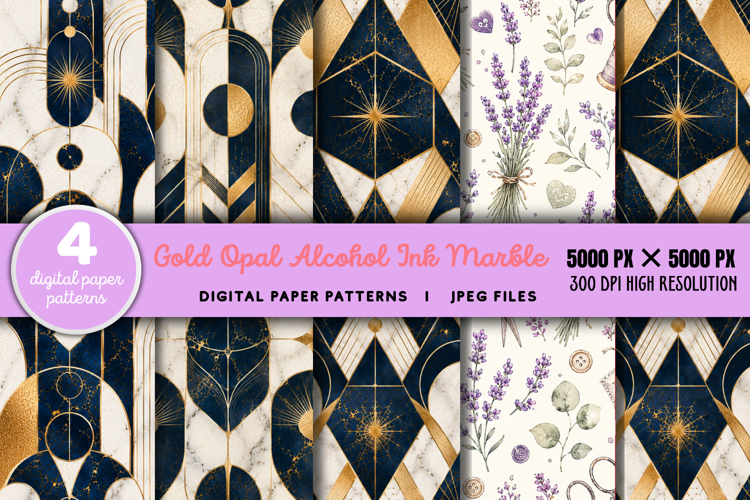 Gold Opal Alcohol Ink Marble JPG