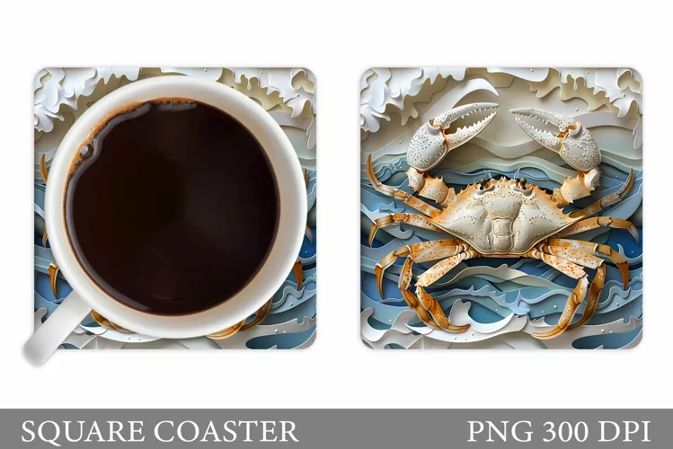 Crab Coaster Design. Sea Coaster Sublimation