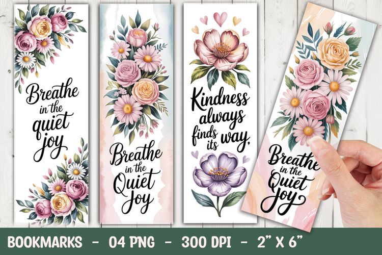 Quiet Joy Floral Bookmark Sublimation